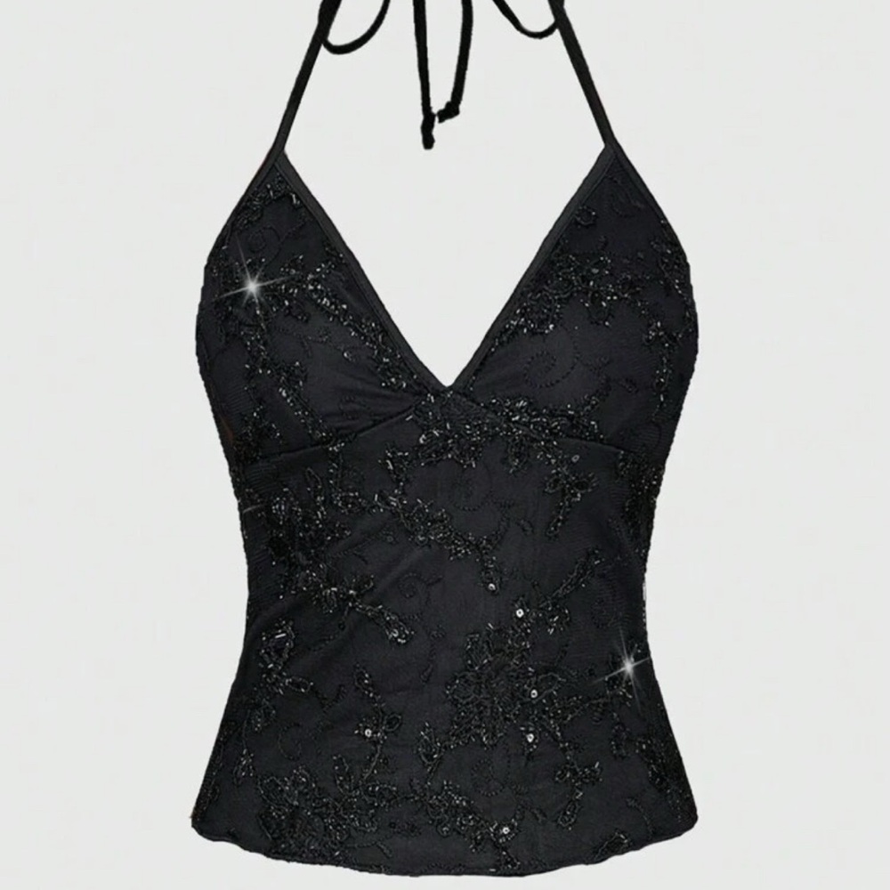 Y2K Style Sequin Halter Top